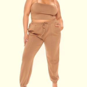 FashionNova Easy Going Super Soft Jogger Set - Brown